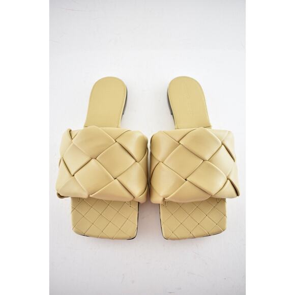 Bottega Veneta Lido Flat Slides Cane Sugar Beige Intrecciato Leather Sandal 36 - Picture 7 of 12